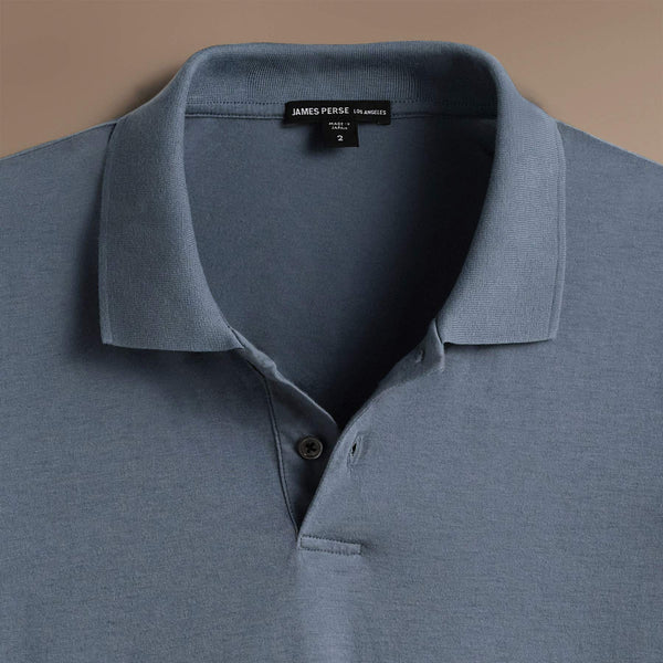 James Perse Luxe Lotus Jersey Long Sleeve Polo Cascade