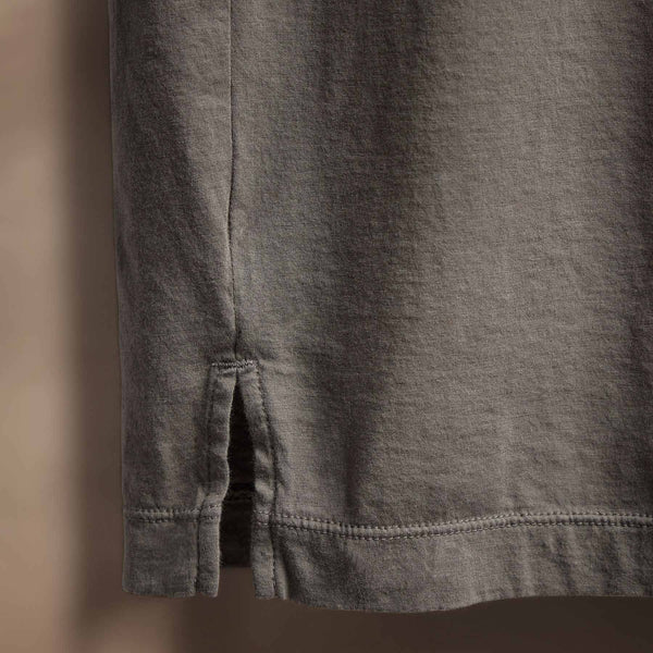 James Perse Luxe Lotus Jersey Long Sleeve Polo Granite