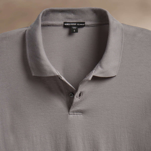 James Perse Luxe Lotus Jersey Long Sleeve Polo Wolf