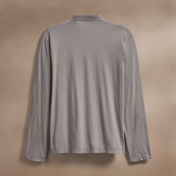 James Perse Luxe Lotus Jersey Long Sleeve Polo Wolf