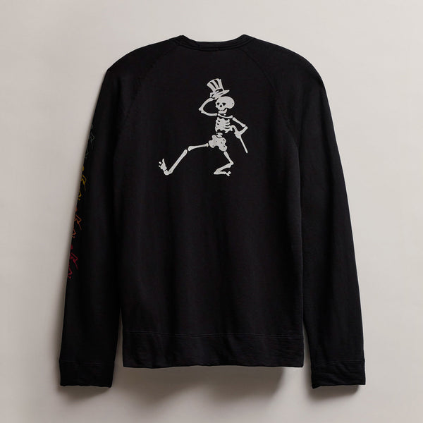 james perse Men's Grateful Dead Dancing Skeleton Sweatshirt Black