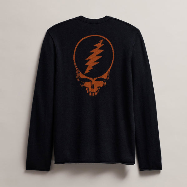 james perse Men's Grateful Dead Recycled Cashmere Sweater Black/Burnt Orange