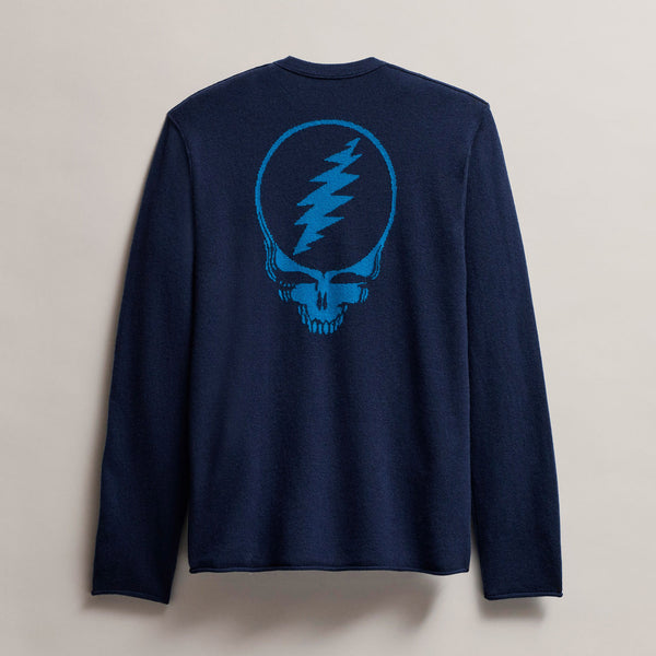 james perse Men's Grateful Dead Recycled Cashmere Sweater Prussian/ Teal