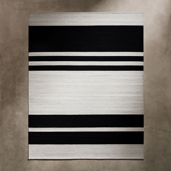 James Perse Multi Stripe Area Rug 8Ft X 10Ft Natural/Black Stripe