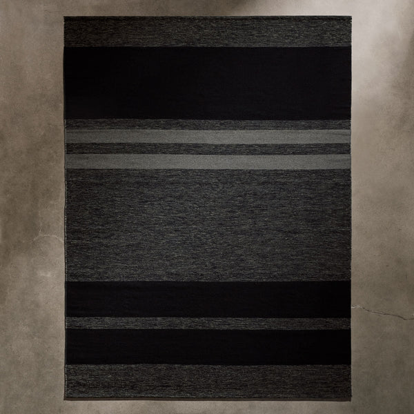 James Perse Multi Stripe Area Rug 9Ft X 12Ft Black Marle/Black/Flint