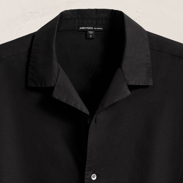 James Perse Oversized Stretch Poplin Short Sleeve Shirt Black