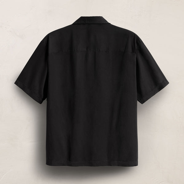 James Perse Oversized Stretch Poplin Short Sleeve Shirt Black