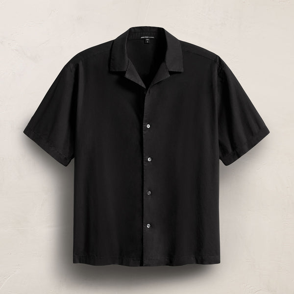 james perse Oversized Stretch Poplin Short Sleeve Shirt Black