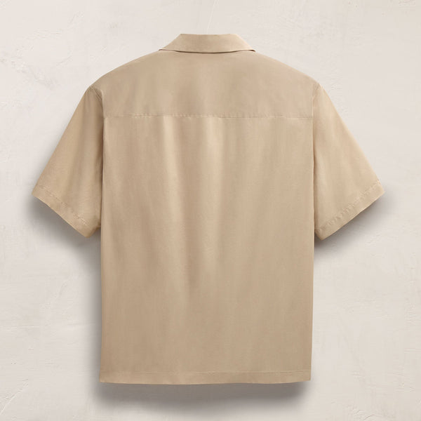 James Perse Oversized Stretch Poplin Short Sleeve Shirt Light Khaki