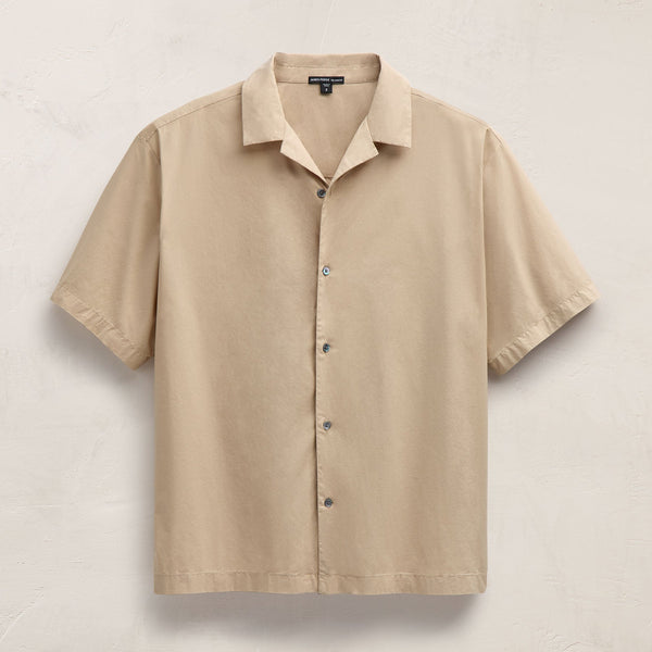 james perse Oversized Stretch Poplin Short Sleeve Shirt Light Khaki