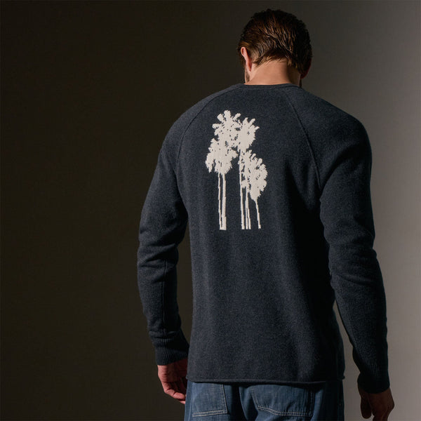 James Perse Palm Tree Cashmere Raglan Coal/Off White