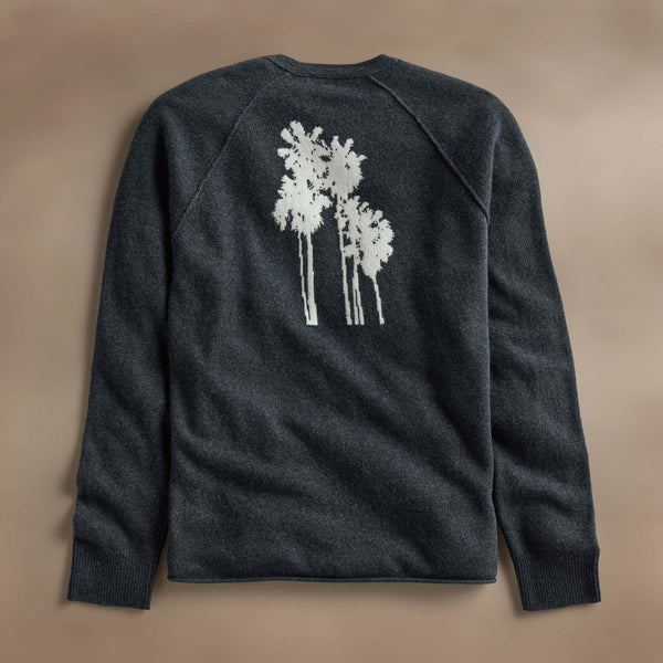 james perse Palm Tree Cashmere Raglan Coal/Off White