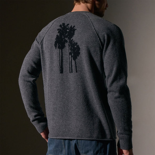 James Perse Palm Tree Cashmere Raglan Flannel/Black
