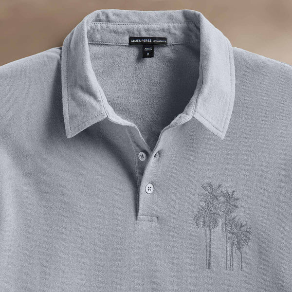 James Perse Palm Tree Embroidered Polo Grey Sky/Magma