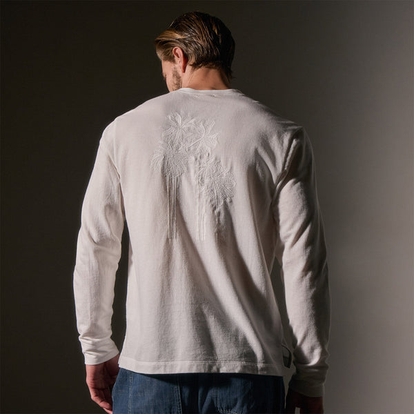 James Perse Palm Tree Embroidered Sweatshirt White/White
