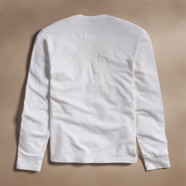 james perse Palm Tree Embroidered Sweatshirt White/White