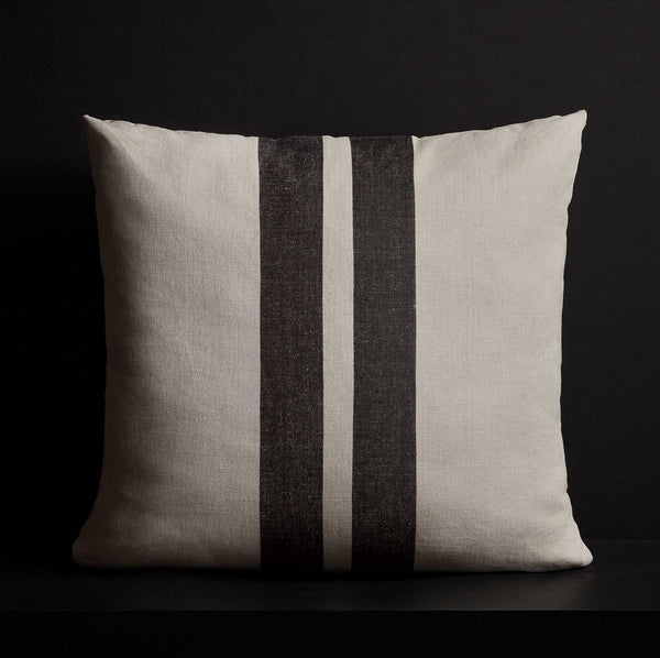 james perse Patio Striped Linen Euro Pillow Souris/Black Stripes