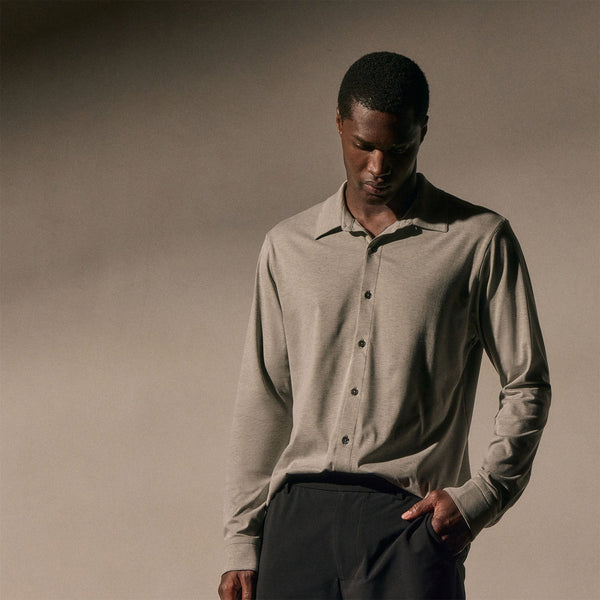 james perse Performance Supima Pique Shirt Concrete