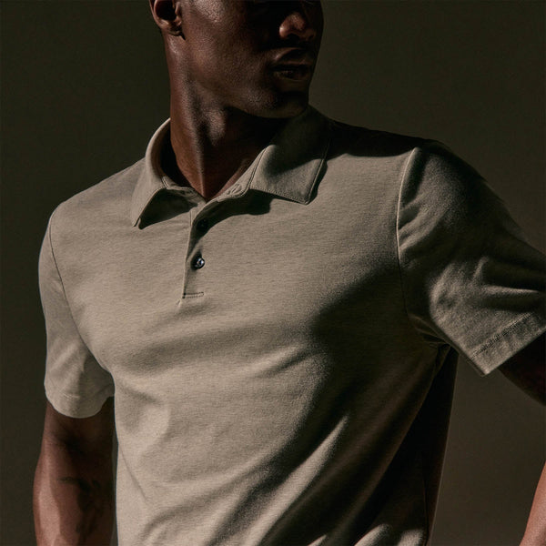 James Perse Performance Supima Pique Short Sleeve Polo Concrete