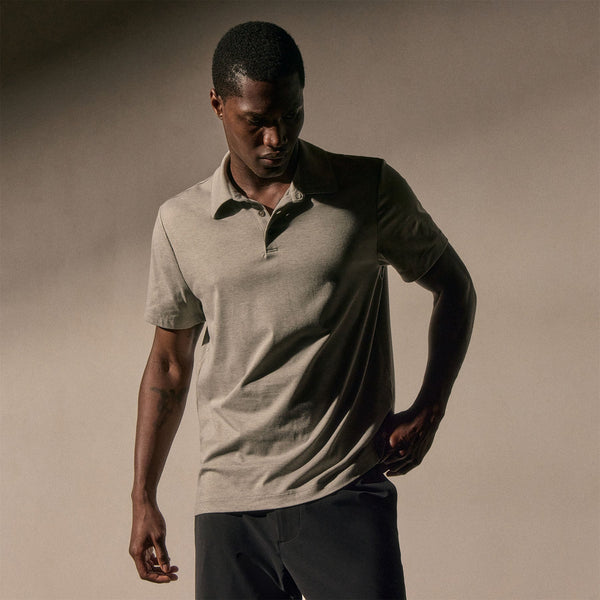 james perse Performance Supima Pique Short Sleeve Polo Concrete