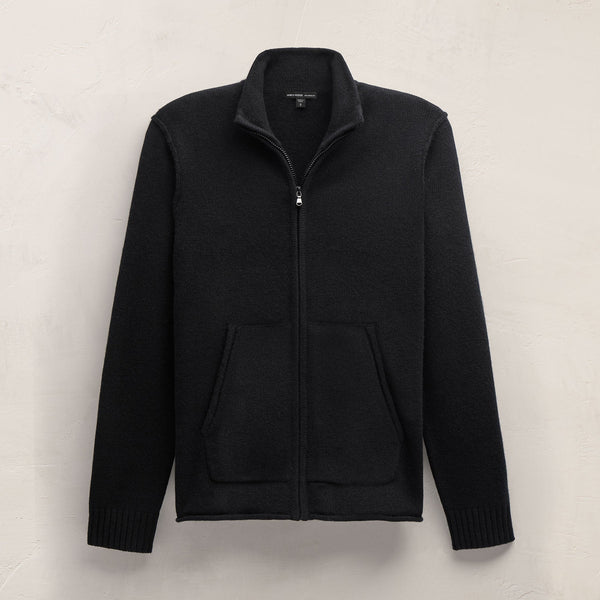 James Perse Recycled Cashmere Full Zip Sweater Black