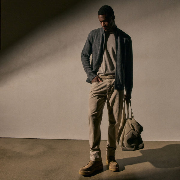 James Perse Recycled Cashmere Full Zip Sweater Flannel