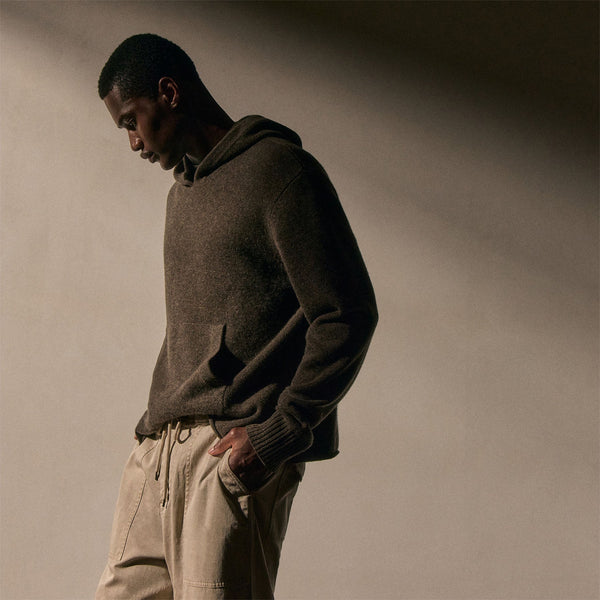 James Perse Recycled Cashmere Hooded Pullover Porcupine