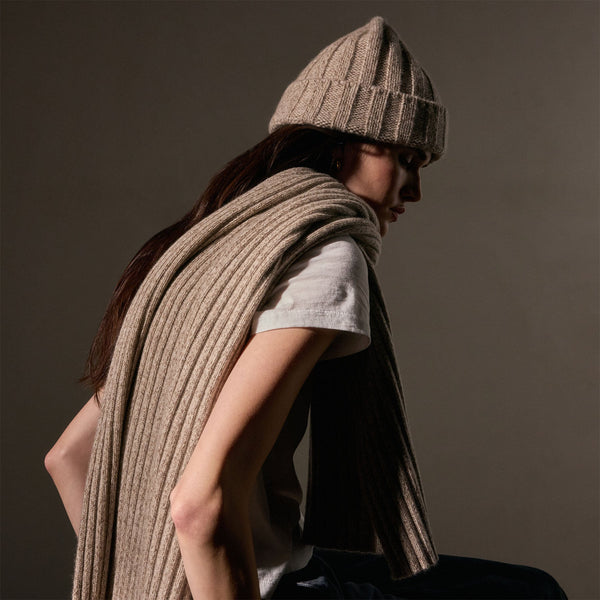James Perse Recycled Cashmere Marled Scarves Stone Marl
