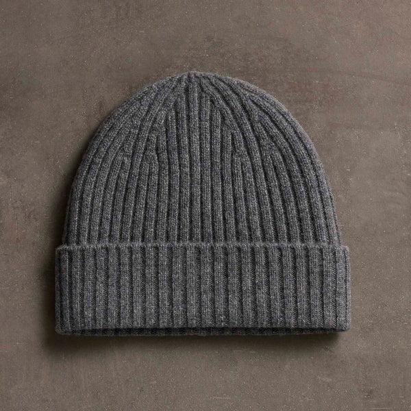james perse Recycled Cashmere Ribbed Beanie Grey Felt