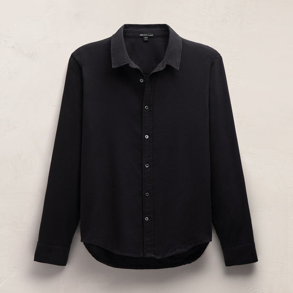 James Perse Refined Cotton Flannel Shirting Blue Black