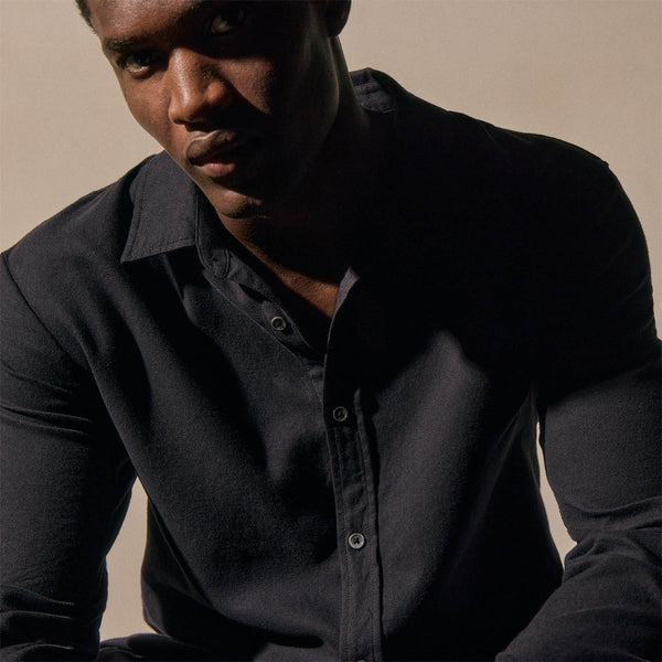 James Perse Refined Cotton Flannel Shirting Blue Black