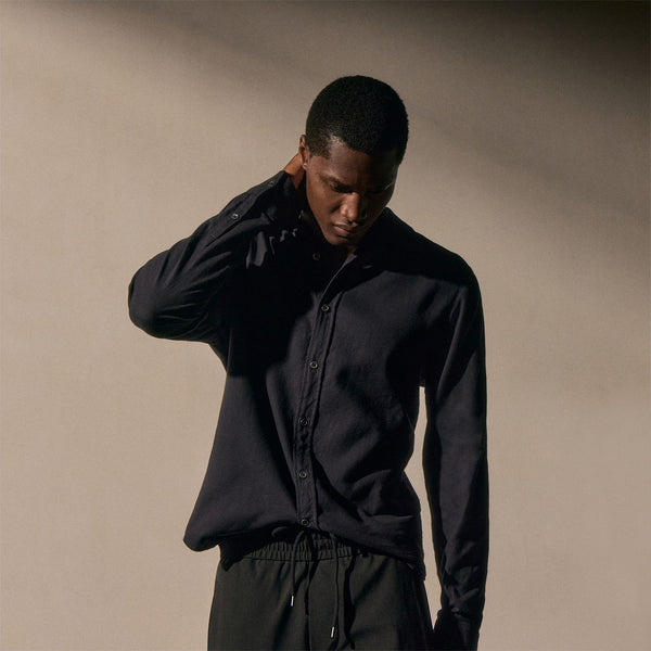 james perse Refined Cotton Flannel Shirting Blue Black