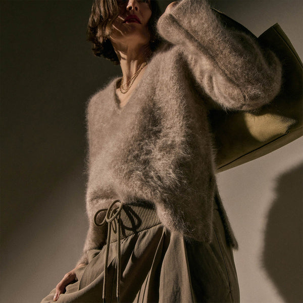 James Perse Ribbed Waist Wide Leg Pant Fawn Pigment