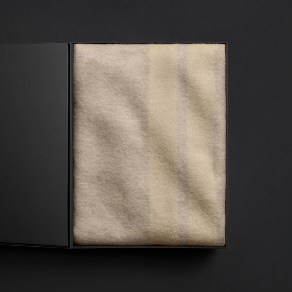 james perse Sarti Stripe Soft Wool Blanket Gift Box Ecru/Fog