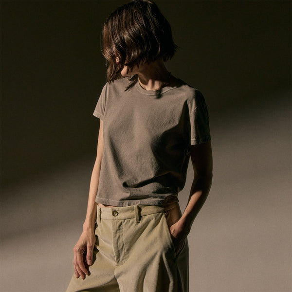 james perse Shrunken Crew Neck Tee Concrete Pigment