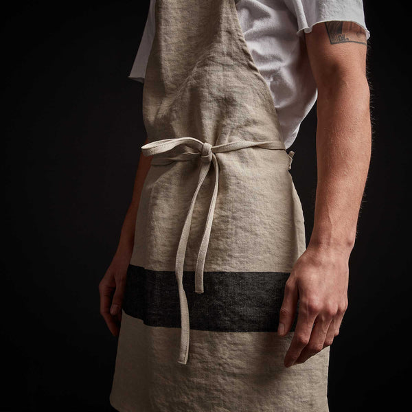 James Perse Single Stripe Chef's Apron Natural/Black