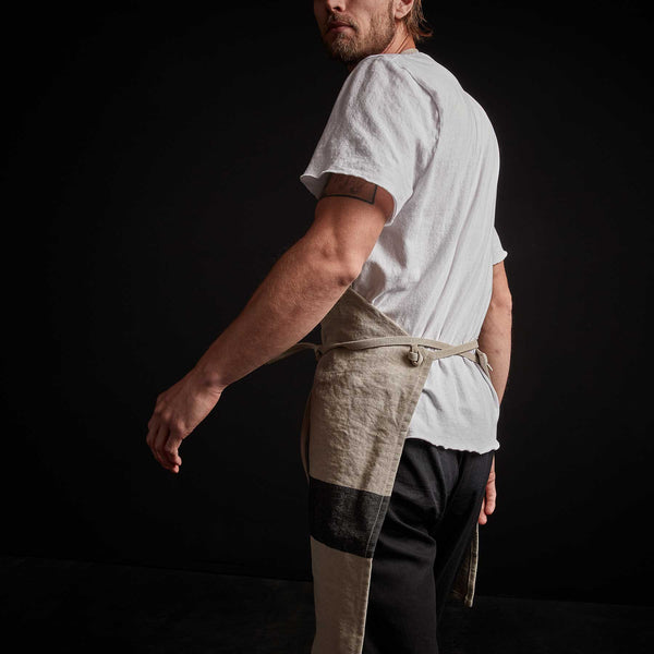 James Perse Single Stripe Chef's Apron Natural/Black