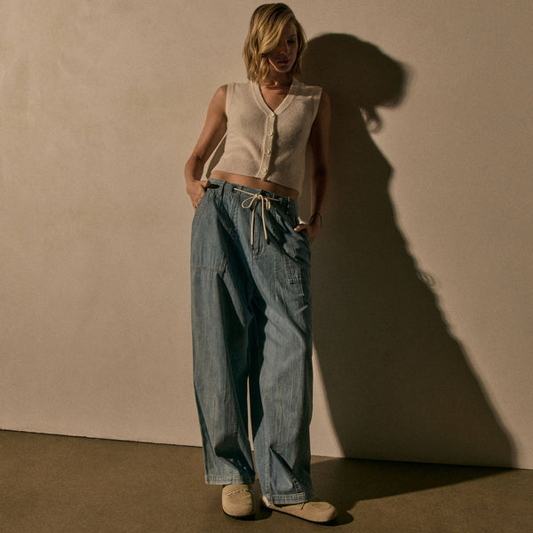 James Perse Soft Featherweight Cashmere Buttoned Vest Oyster