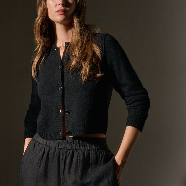 James Perse Soft Featherweight Cashmere Cardigan Black