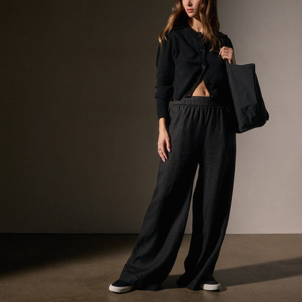 James Perse Soft Featherweight Cashmere Cardigan Black