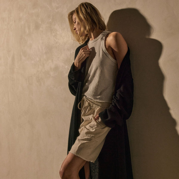 james perse Soft Featherweight Cashmere Cardigan Black