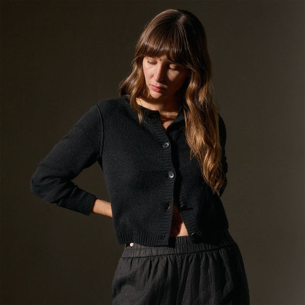 james perse Soft Featherweight Cashmere Cardigan Black