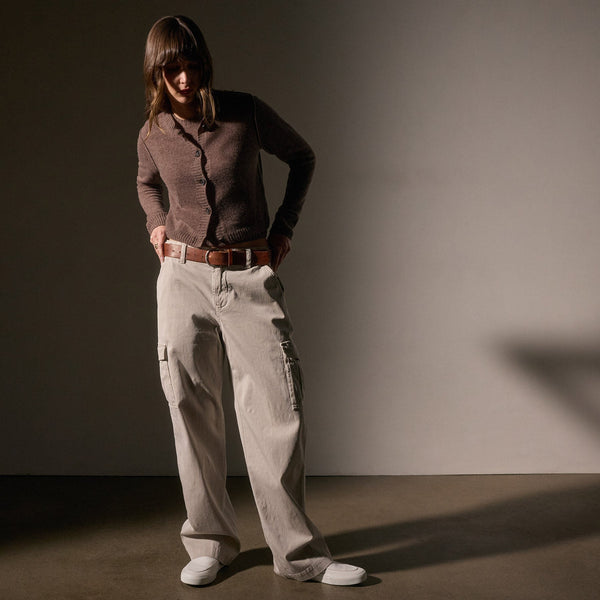 James Perse Soft Featherweight Cashmere Cardigan Brown Stone