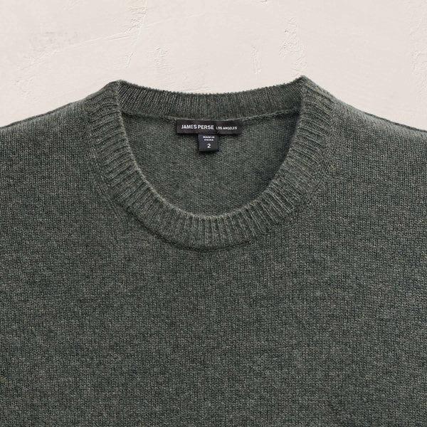 James Perse Soft Featherweight Cashmere Crew Dark Olive