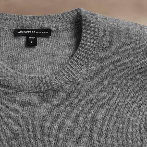 James Perse Soft Featherweight Cashmere Crew Mid Heather Grey