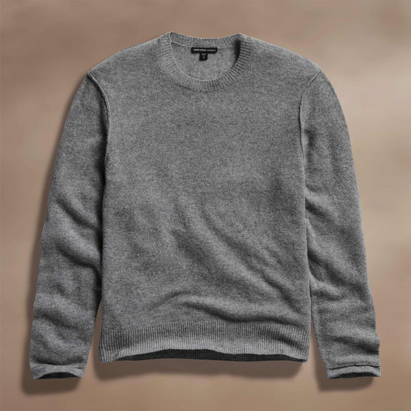 james perse Soft Featherweight Cashmere Crew Mid Heather Grey