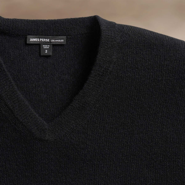 James Perse Soft Featherweight Cashmere V Neck Black
