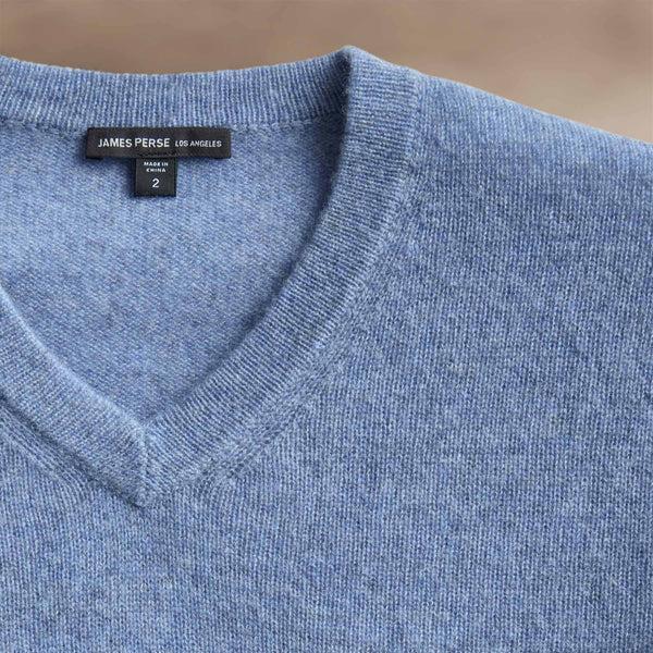 James Perse Soft Featherweight Cashmere V Neck Blue Sky
