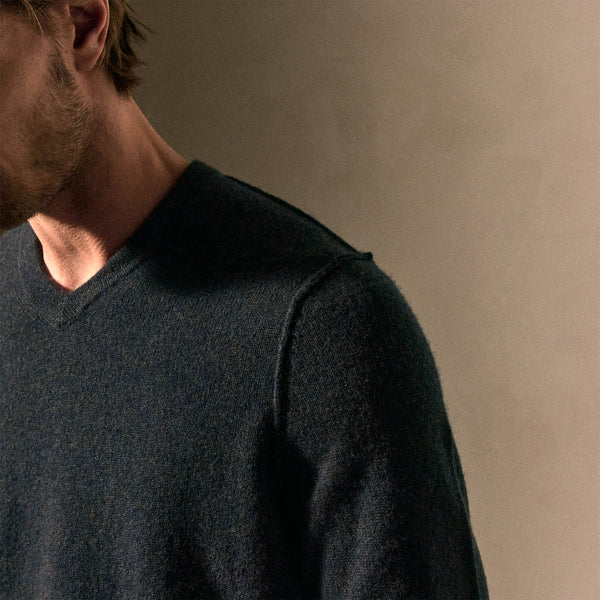 James Perse Soft Featherweight Cashmere V Neck Coal