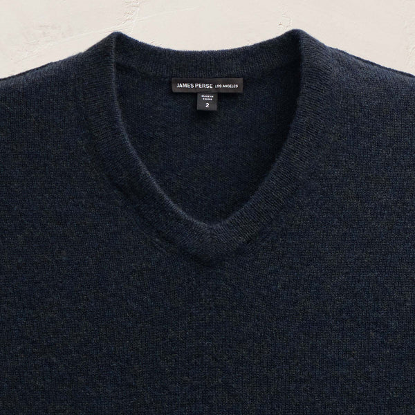 James Perse Soft Featherweight Cashmere V Neck Coal